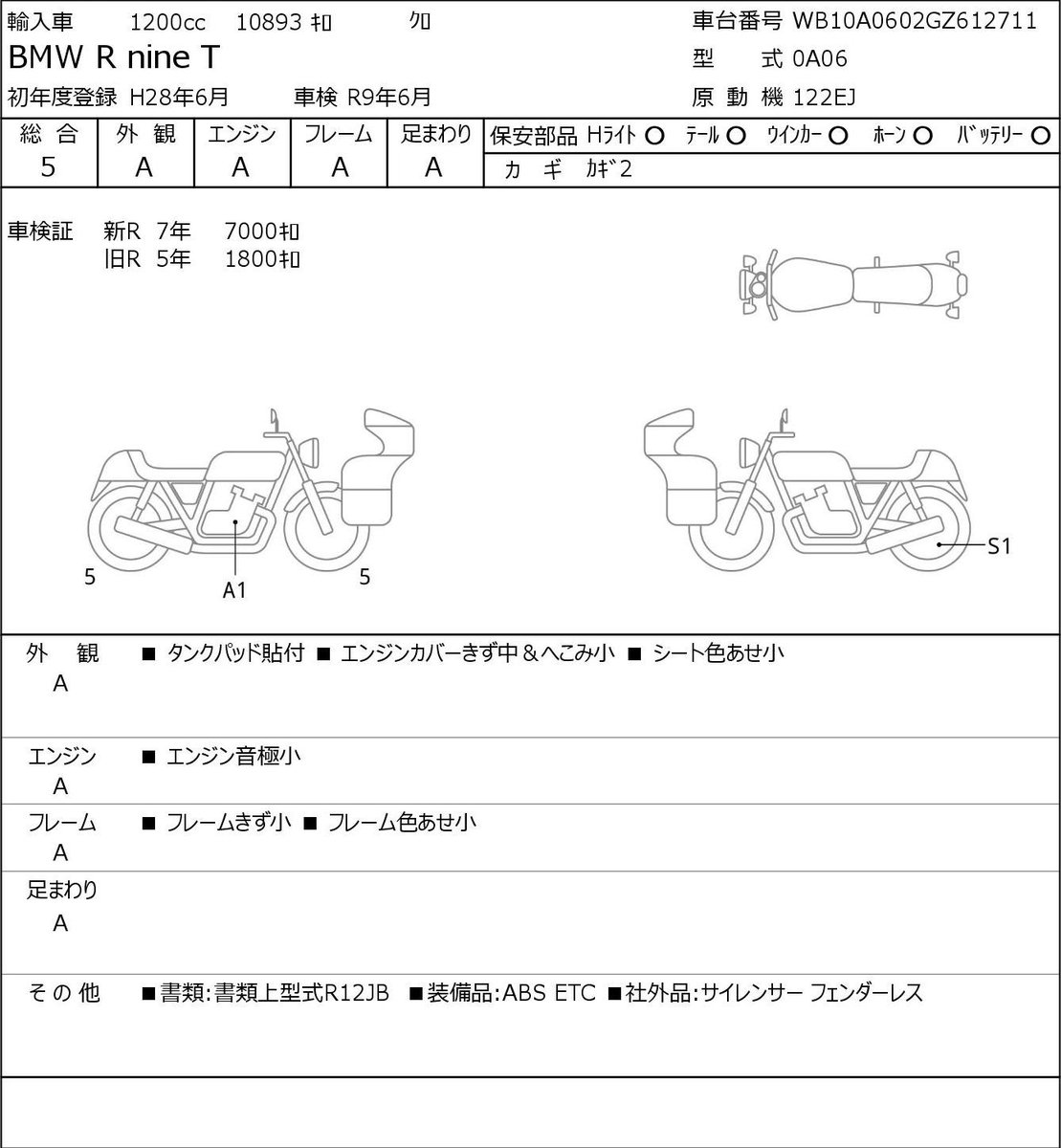 Схема повреждений с аукционного листа